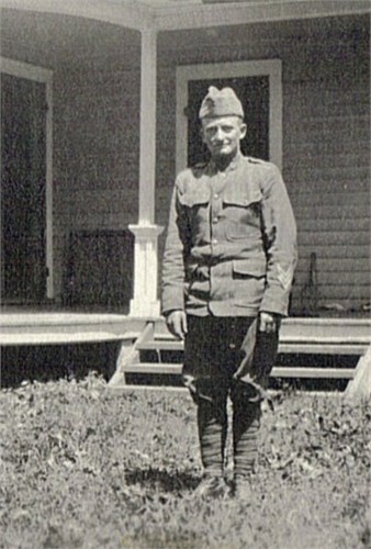 Ray Valmore Bingham in his WWI Army Uniform. He was born in Norrie, WI on 21 Mar 1892 and died in Crandon, WI on 26 Jun 1953. He is buried in Lakeside Cemetery in Crandon.